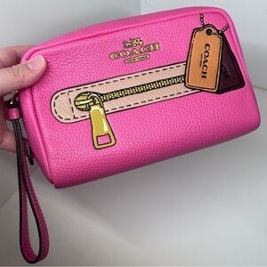 NWT COACH Dempsey Boxy Cosmetic Case 20 With Trompe L'oeil Print Authentic